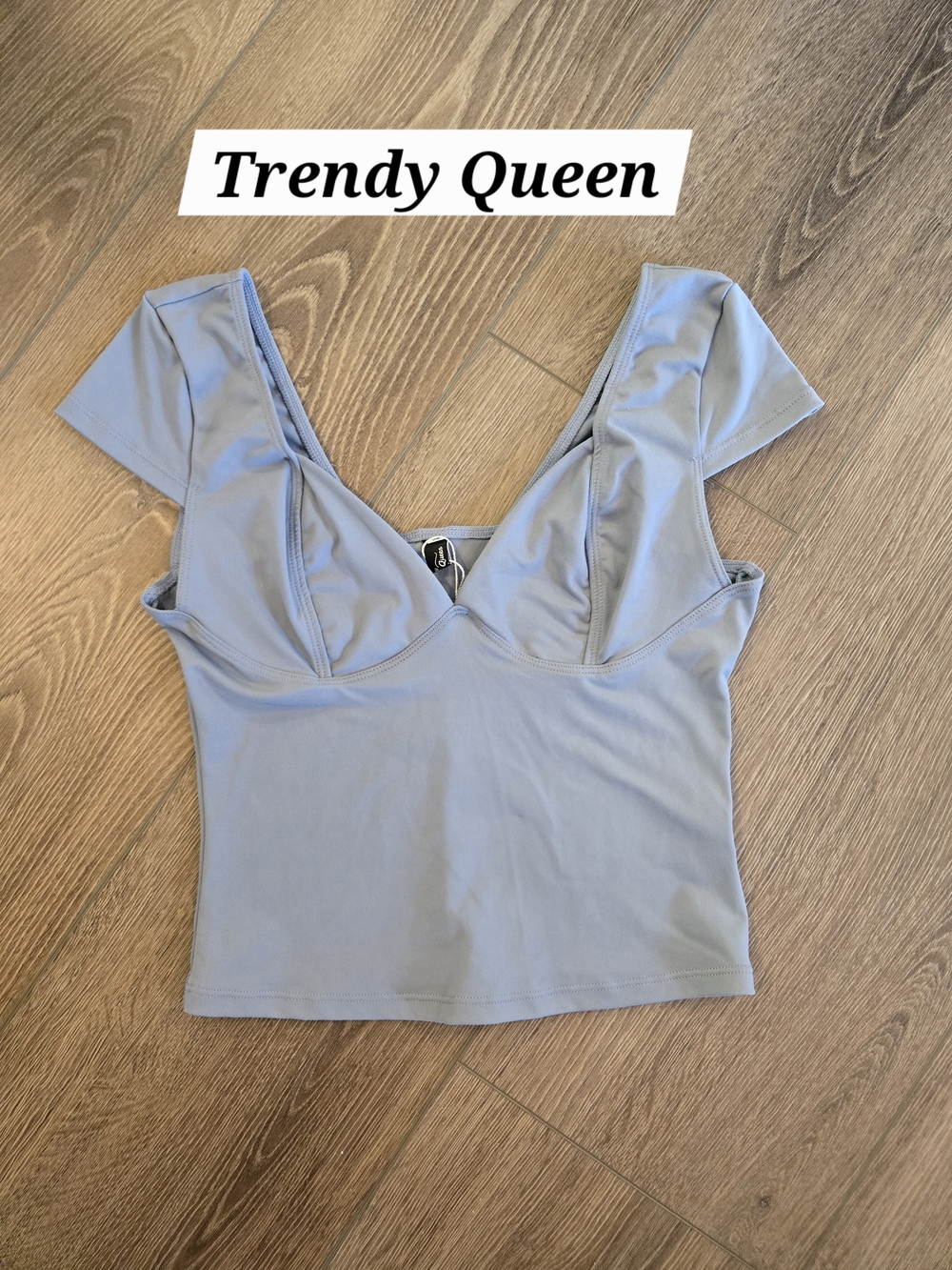 Light Blue V-Neck Crop Top